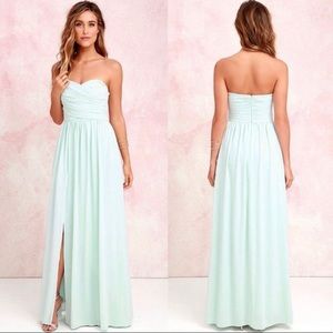 NWOT Moonlight Serenade Mint Strapless Maxi Dress